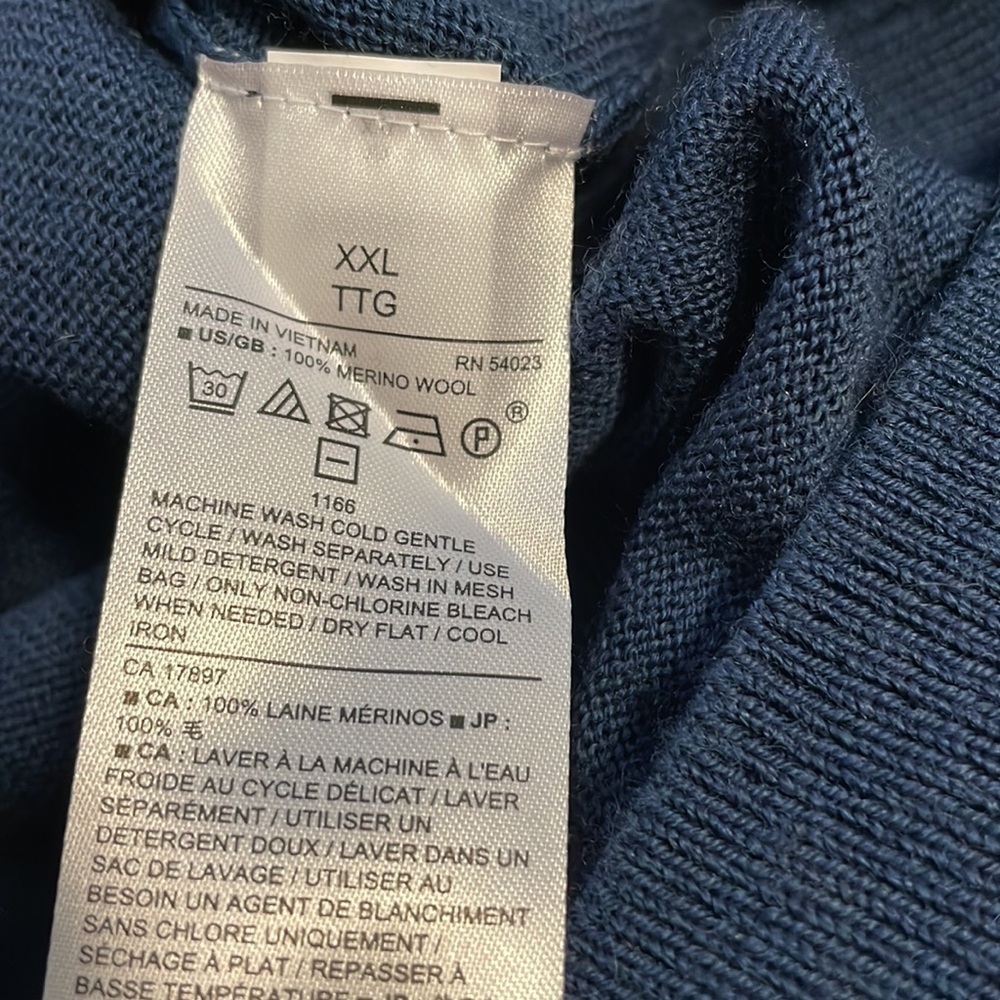 Banana Republic Factory Wool Sweater Mens Blue Gold long sleeve shirt New Sz XXL - Picture 3 of 5